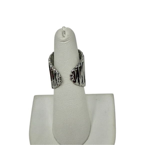 Silver Stainless Steel Wide Band Open Ring - Picture 7 of 9